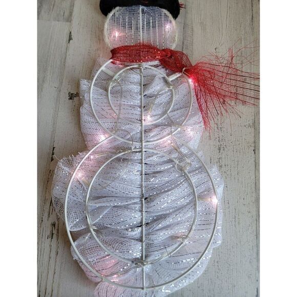 Unique snowman bow light up hanging Top Hat Xmas - Picture 8 of 9